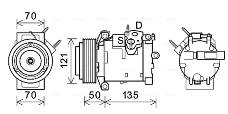 AVA JEEP Компресор кондиціонера GRAND CHEROKEE II 2.7 CRD 01 Ava cooling JEAK066