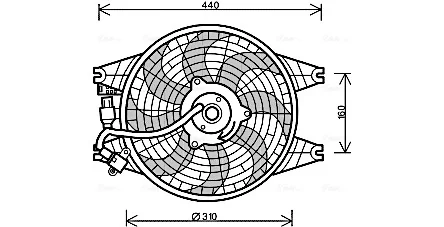 AVA KIA Вентилятор радіатора (з дифузором) SORENTO I 2.4 02-, 2.5 02-, 3.5 02 Ava cooling KA7518