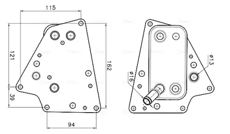 AVA OPEL Оливний радіатор (без корпуса) Astra H, Signum, Vectra C, Zafira, Cadillac, Fiat Croma 1.9d 05- AVA COOLING OL3748
