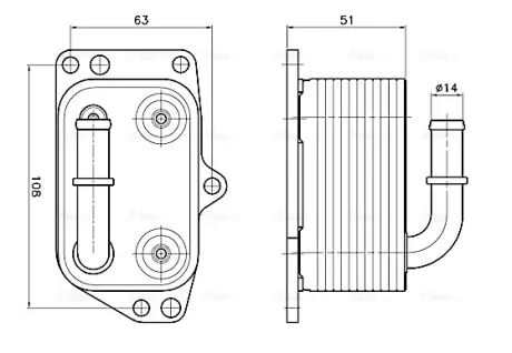 AVA CITROEN Оливний радіатор (без корпуса) C4/5, Jumpy 2.0HDI 11-, Peugeot 307/407, Expert AVA COOLING PE3433