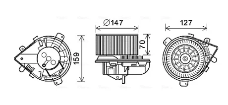 Вентилятор салону Evasion, Jumpy, Fiat Scudo, Peugeot 806, Expert 95- Ava cooling PE8393