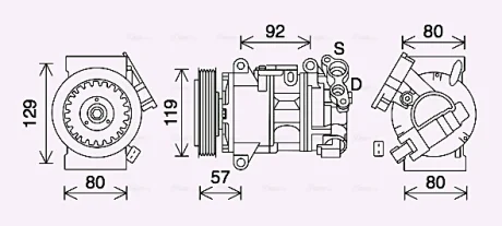 AVA CITROEN Компресор кондиціонера BERLINGO 17-, C3 PICASSO 15-, C4 PICASSO II 13-, OPEL, PEUGEOT Ava cooling PEAK408