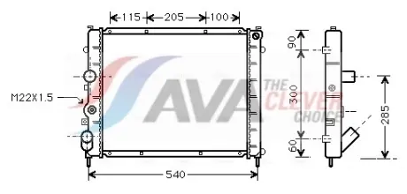 Радіатор охолодження двигуна KANGOO 15D/19D MT -AC 97- (Ava) AVA COOLING RTA2215