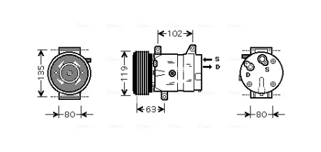 AVA RENAULT Компресор кондиціонера Master II, Trafic II, Opel Movano, Vivaro, Nissan 2.2/2.5dCi 01 Ava cooling RTAK440