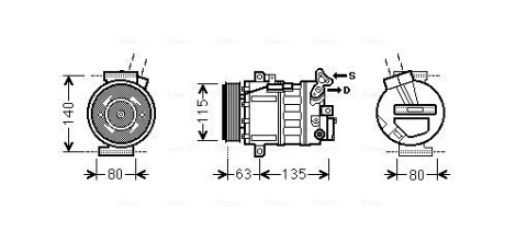 CITROEN Компресор кондиціонера C5 II 2.0, 2.2 04-, C5 III 2.0, 2.2 08 Ava cooling RTAK485