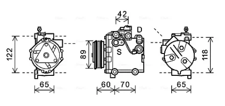 SUZUKI Компресор кондиціонера SWIFT III 1.3 05-, SX4 1.5, 1.6 06 Ava cooling SZAK125