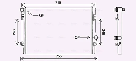 AVA VW Радіатор охолодження двиг. ARTEON 2.0 17-, GOLF VII 2.0 13-, TIGUAN 2.0 16-, AUDI, SEAT, SKODA AVA COOLING VNA2336