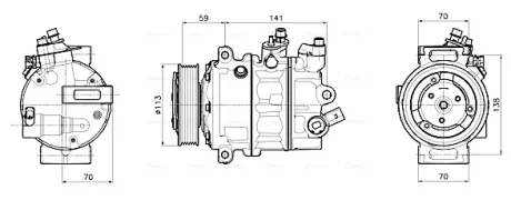 AVA VW Компресор кондиціонера BEETLE 14-, CALIFORNIA T6 15-, SEAT Ava cooling VNAK446