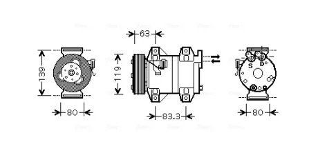 AVA VOLVO Компресор кондиціонера V70 II, XC90 I AVA COOLING VOAK121