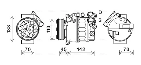 AVA FORD Компресор кондиціонера C-MAX II 1.6 10-, FOCUS III 1.6 10-, MAZDA, VOLVO Ava cooling VOAK192