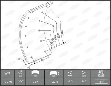 Гальмівні накладки задн (300x122. базовий) MERCEDES T2/LN1 04.86-12.94 BERAL KBL1735101561
