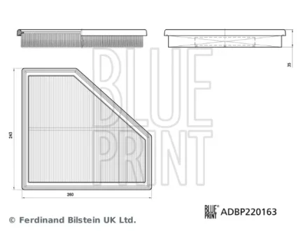 BMW Повітряний фільтр ліворуч 3 (G20, G80, G28) M3 20- BLUE PRINT ADBP220163