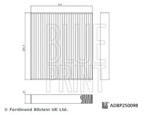 HYUNDAI Салонний фільтр IONIQ 6 (CE) EV 22-, KONA (SX2) EV 23 Blue Print ADBP250098 (фото 1)