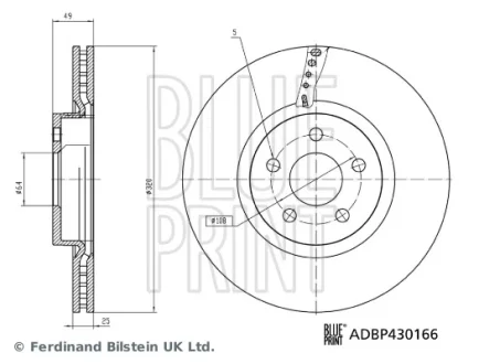 FORD гальмівний диск передн. TOURNEO CONNECT / GRAND TOURNEO CONNECT V408, TRANSIT CONNECT 13 Blue Print ADBP430166