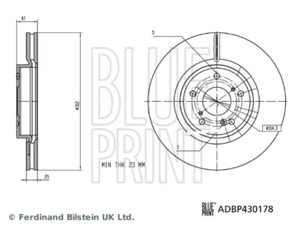HONDA Гальмівний диск передній CR-V V (RW_, RT_) 2.0/2.4 17- BLUE PRINT ADBP430178