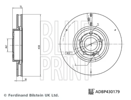 DB Гальмівний диск W177, V177, W247, H247, X247 BLUE PRINT ADBP430179