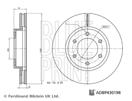 FORD гальмівний диск перед RANGER 2.0-3.2 11 Blue Print ADBP430198