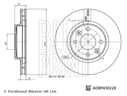RENAULT диск гальмівний передній Sandero,Logan II,Renault,Smart BLUE PRINT ADBP430228