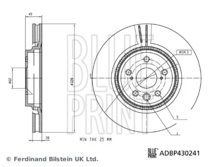 LEXUS Гальмівний диск NX II (_A2_, _H2_) 200 21- BLUE PRINT ADBP430241