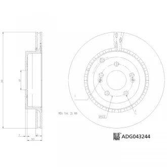 KIA гальмівний диск задн STINGER (CK) 3.3 T-GDi 17 Blue Print ADG043244