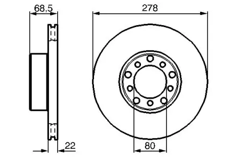DB диск гальмівний передній W126 80-85 BOSCH 0986478061