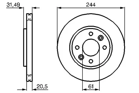 Гальмівний диск перед. (вентил.) RENAULT 21 2,1D/TD 86-95 BOSCH 0986478278