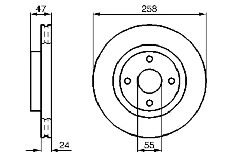 Диск гальмівний передн. MAZDA 323F 1,9 16V/2,0D/TD 93- BOSCH 0986478989