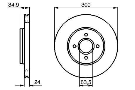 FORD Диск гальм передн. FOCUS I 2.0 02- BOSCH 0986479048