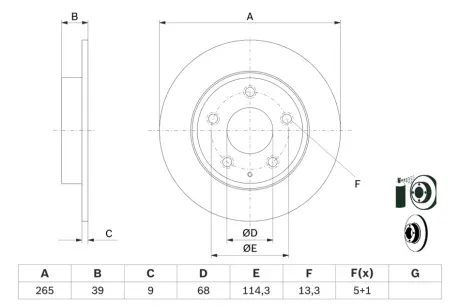 Диск гальмівний задн Лів/Прав MAZDA 3, 3/HATCHBACK, CX-3, CX-30 1.5-2.2D 07.13- BOSCH 0 986 479 E54