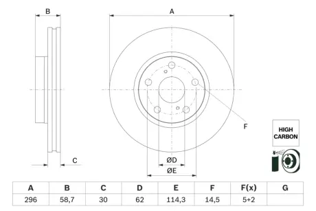 Диск гальмівний передн Лів/Прав TOYOTA HILUX VIII 2.4D 07.15- BOSCH 0 986 479 G67