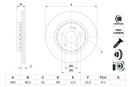 DB Диск гальмівний задній W205/W213 BOSCH 0986479H50