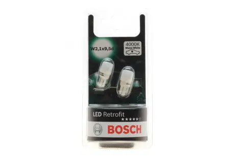 Автолампа W5W 12V 1W W2.1x9.5d LED Retrofit BL (4000K) (к-кт 2шт) знято з постачання BOSCH 1987301506