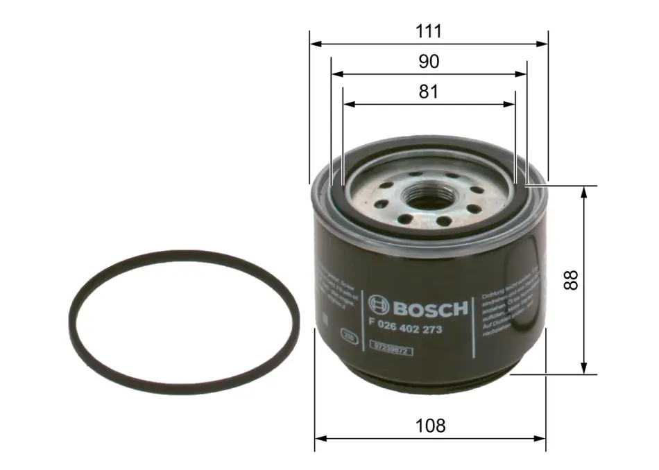 N2273 Фільтр палива VOLVO, RENAULT (вантажна, спец. тех.) Bosch F026402273 (фото 1)