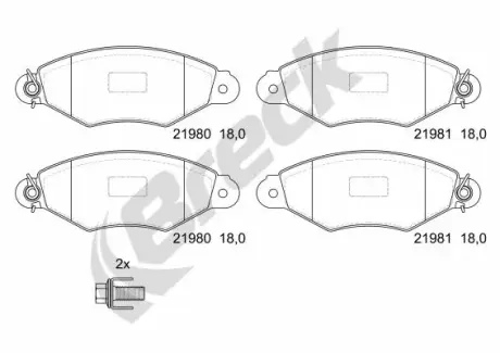 Колодки гальмівні (передні) Renault Kangoo 98- (Bosch) BRECK 21980 00 702 00