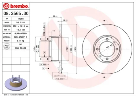 Гальмівний диск BREMBO 08.2565.30