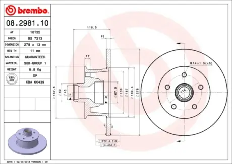 Гальмівний диск BREMBO 08.2981.10