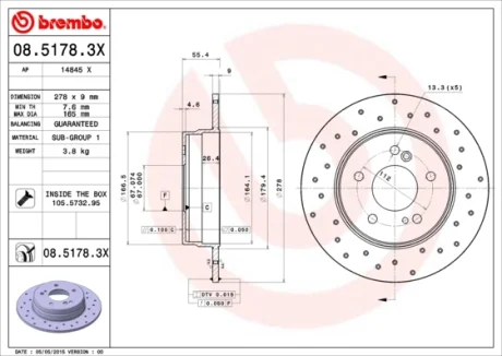 Гальмівний диск BREMBO 0851783X