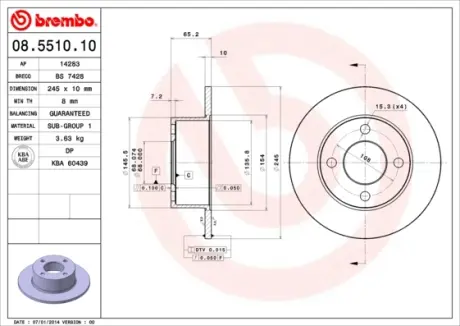 Гальмівний диск BREMBO 08.5510.10