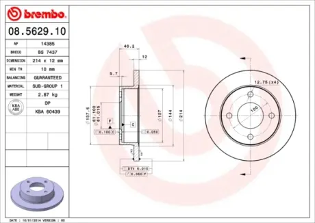 Гальмівний диск BREMBO 08.5629.10