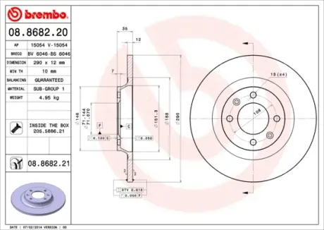 Гальмівний диск BREMBO 08.8682.21