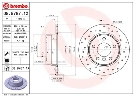 Гальмівний диск BREMBO 08.9787.1X