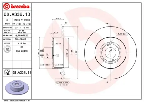 Гальмівний диск BREMBO 08.A336.11