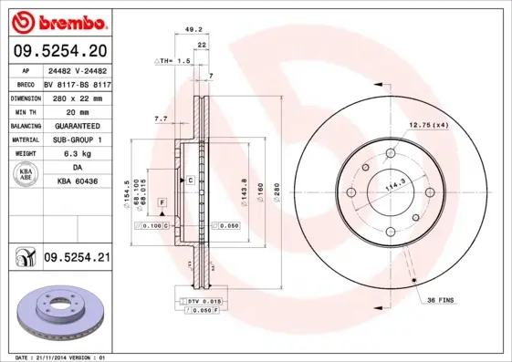Гальмівний диск Brembo 09525421 (фото 1)