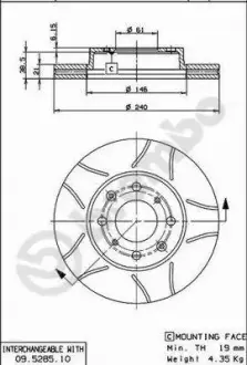 Гальмівний диск BREMBO 09.5285.75