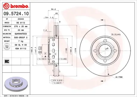 Гальмівний диск BREMBO 09.5724.10