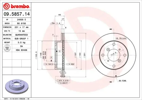 Гальмівний диск BREMBO 09.5857.14