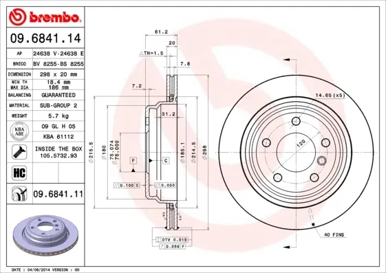 Гальмівний диск Brembo 09684114 (фото 1)