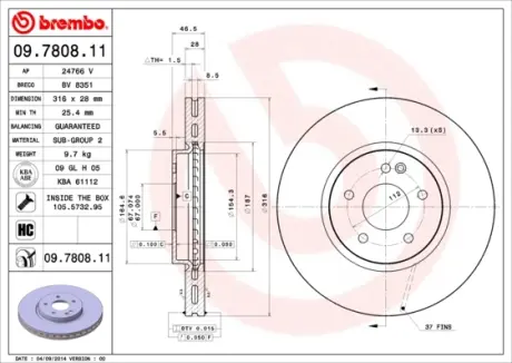 Гальмівний диск BREMBO 09.7808.11