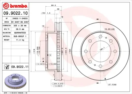 Диск гальмівний BREMBO 09.9022.11