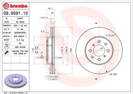 Гальмівний диск BREMBO 09.9591.10